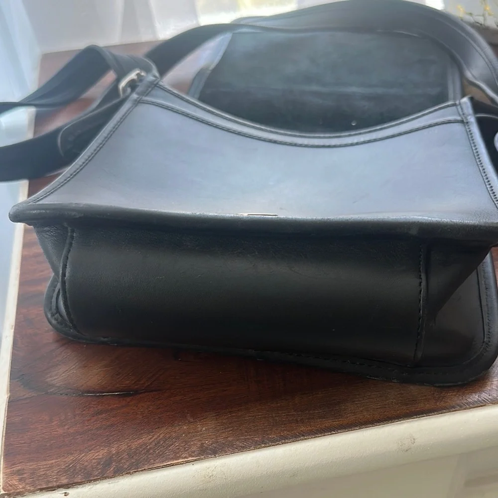 Coach Black Messenger Bag with Textured Finish